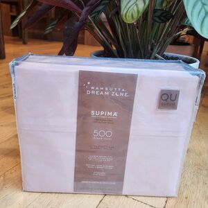 WAMSUTTA Dream Zone Dusty Rose 500TC SUPIMA Cotton PERCALE QUEEN Sheet Set NEW